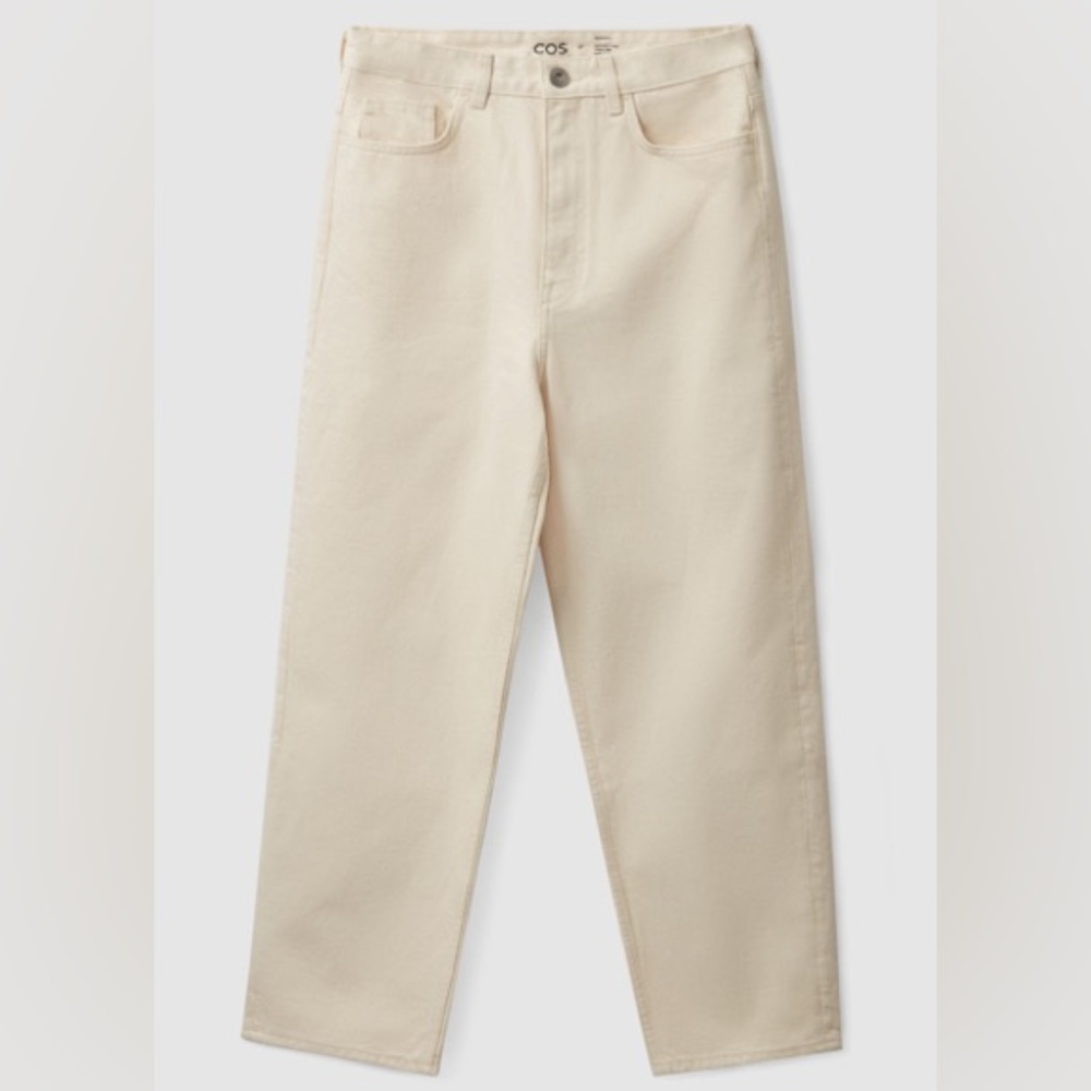 COS Tapered High Rise Jeans in Cream - Picture 1 of 7